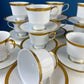 White & Gold Dish Set. Wedding Band China. Sango Spun Gold. Dinner, Salad or Dessert, Soup Plates, Sugar Bowl, Serving Dishes.
