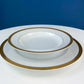 White & Gold Dish Set. Wedding Band China. Sango Spun Gold. Dinner, Salad or Dessert, Soup Plates, Sugar Bowl, Serving Dishes.