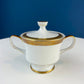 White Porcelain Oval Serving Bowl with Embossed Gold Band. Wedding Band China. Contemporary Noritake Queen's Gold. Dining Room Decor.