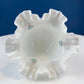 Fenton Handpainted Milk Glass Compote. White, Footed, Hobnail Bowl with Ruffled  Rim and Pastel Flowers. Wedding Gift. Modern Farmhouse.