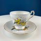 Vintage Cup and Saucer with Blue Birds. Queens's Fine Bone China. Birds of America. Pair of Kingfishers. Gift for Dad, Fisherman, Bird Lover