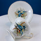 Vintage Cup and Saucer with Blue Birds. Queens's Fine Bone China. Birds of America. Pair of Kingfishers. Gift for Dad, Fisherman, Bird Lover