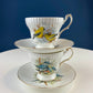 Vintage Cup and Saucer with Blue Birds. Queens's Fine Bone China. Birds of America. Pair of Kingfishers. Gift for Dad, Fisherman, Bird Lover
