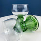 Hand Blown Wine, Water or Margarita Goblets. 6 Clear Bowls with Green Ribbed Stems. Roemer Green by CRISTAL D'ARQUES-DURAND. Wedding Gift.
