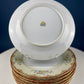 Vintage Dinner Set with Yellow Red Bands Rose Garlands. Kikusui China: 8 Dinner & Salad Plates, 6 Soup Plates, 4 Cups Saucers, Creamer/Sugar