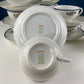 Noritake Dinner Set. Sheridan U.S. Design. 4 Dinner Plates, Large Oval Serving Bowl, 8 Cups & Saucers. Classic Minimal Look.