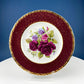 Rich Gold and Burgundy Serving Plate. Antique 11" OMCO Chekoslovakia Porcelain Plate. Spun Gold Brim and Floral Motif.