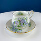 Antique Nippon Cup & Saucer Trio with Forget-Me-Not Motif. Hand Painted Porcelain. Collectible Porcelain.  Luxury Living.