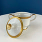 White & Gold Dish Set. Wedding Band China. Sango Spun Gold. Dinner, Salad or Dessert, Soup Plates, Sugar Bowl, Serving Dishes.