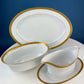 White Porcelain Oval Serving Bowl with Embossed Gold Band. Wedding Band China. Contemporary Noritake Queen's Gold. Dining Room Decor.