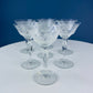 Vintage New Martinsville Tall Sherbet Champagne Glasses. Set of 7 Prelude Etched Stemware. Highly Collectible Barware. Wedding Registry.