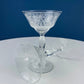 Vintage New Martinsville Tall Sherbet Champagne Glasses. Set of 7 Prelude Etched Stemware. Highly Collectible Barware. Wedding Registry.
