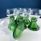 Hand Blown Wine, Water or Margarita Goblets. 6 Clear Bowls with Green Ribbed Stems. Roemer Green by CRISTAL D'ARQUES-DURAND. Wedding Gift.