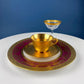 Gold Cup and Saucer with Red Plate: Wheeling Germany, Omeco Czechoslovakia Tea Set