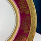 Rich Gold and Burgundy Serving Plate. Antique 11" OMCO Chekoslovakia Porcelain Plate. Spun Gold Brim and Floral Motif.