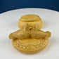 Bowl with Lid Yellow Ceramic Doves on Nest. Kissing Birds on Basket. Dish with Pair of Love Birds.