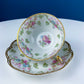 Very Light Weight Porcelain Cup and Saucer. M&K Austria. Delicate Rose Garlands and Scalloped Edges. Heart Shaped Handle. Gift for Her.
