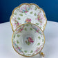 Very Light Weight Porcelain Cup and Saucer. M&K Austria. Delicate Rose Garlands and Scalloped Edges. Heart Shaped Handle. Gift for Her.