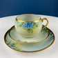 Antique Nippon Cup & Saucer Trio with Forget-Me-Not Motif. Hand Painted Porcelain. Collectible Porcelain.  Luxury Living.