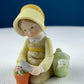 Porcelain Figurine by Marks & Rosenfeld of Little Girl Planting Flowers. Paired with Porcelain Birds in Nest. Gift for Mom, Grandma, Partner