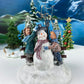 Christmas Village Accessories.  Dressed Christmas Trees by Nikko, Korea. Girl Figurine by Lefton.   Set of Two Trees and Little Girl.