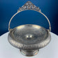 Victorian Silver Plated Fruit Pedestal with Handle. Bridal Basket. Stunning Butterflies & Flowers Relief. Table Holiday Centerpiece.