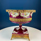 Antique Porcelain Burgundy & Gold Footed Bowl with Marble Base. Hand Painted Roses Storage Dish with Dolphin Feet. Ornate Marble Base.
