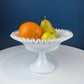 Small Milk Glass Footed Fruit or Candy Bowl with Scalloped Edge. Home Dining Room Kitchen Decor. White Serving Dish. Collectible Milk Glass.