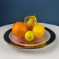 Antique Pink Glass Serving Plate with Center Handle & Black Rim. Delicate Gold Motif of Lotuses. Art Deco Cookies, Cupcakes, Sweets Platter.