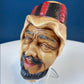 Vintage Chalkware Head of syarian in Blue Hat. Life Like Caricature of Bearded Man. Ethnic Wall Hanging. Collectibl