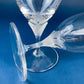 Laura by Rogaska Crystal Water/Iced Tea Goblets. Miller Rogaska Etched on each Glass. Frosted Flower Stem. Stunning Ping. Holiday Celeb.