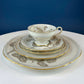 24 Piece Porcelain Dinner Set. Castleton Gloria. Beautiful Neutral Hand Painted Roses. 5 Dinner, Salad, Dessert Plates, Berry Bowls, 4 Cups.