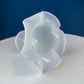 Milk Glass Footed Bowl Shaped like Hibiscus. White Glass Compote with Hobnail Pattern and Scalloped/Ruffled Rim. Serving Dish. Trinket Dish.
