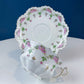 Very Light Weight Porcelain Cup and Saucer. M&K Austria. Delicate Rose Garlands and Scalloped Edges. Heart Shaped Handle. Gift for Her.