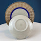 Antique Bavarian Porcelain Tea Trio. Z and Co, Tirschenreuther. Cup, Saucer, and Dessert Plate in Rich Gold and Blue. Modern Floral Pattern.