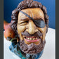 Vintage Chalkware Heads of Pirate with Parrot and Highwayman with Pistol. Life Like Caricatures of Pirate & Bandit. Wall Hangings/Wall Art.