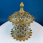 Vintage Hand Blown Bubble Glass Brass Urn Jar, Pineapple Design