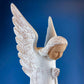 Wooden Hand Carved Angel Figurine. Large Limited Edition, #15, Angel Statue. Stunning Sculpute of Praying Angel. Candle Holder or Art.
