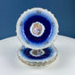 6" Salad or Dessert Plates. Set of Four Antique Royal Bavarian, Hand Painted Cobalt Blue With Women Holding Flowers. Collectible Porcelain.