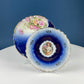 6" Salad or Dessert Plates. Set of Four Antique Royal Bavarian, Hand Painted Cobalt Blue With Women Holding Flowers. Collectible Porcelain.