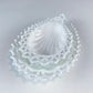 Milk Glass Tear Drop Small Serving Dishes with Fluting & Lacy Brim. Set of 2 White Serving Dishes. Kitchen, Bath Decor. Condiment, Soap Dish