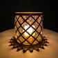 Vintage Hand Blown Bubble Glass Brass Urn Jar, Pineapple Design