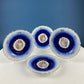 6" Salad or Dessert Plates. Set of Four Antique Royal Bavarian, Hand Painted Cobalt Blue With Women Holding Flowers. Collectible Porcelain.