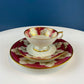 Antique Elgenbein Bavarian Porcelain Cup, Saucer, and Plate, Gold Floral
