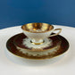 Antique Elgenbein Bavarian Porcelain Cup, Saucer, and Plate, Gold Floral