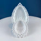 Milk Glass Tear Drop Small Serving Dishes with Fluting & Lacy Brim. Set of 2 White Serving Dishes. Kitchen, Bath Decor. Condiment, Soap Dish