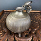 Vintage Indian Metal Vase with Peacock Lid, Collectible Art