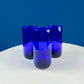 Modern Topaz Stemmed Tumblers. Set of Six Footed Juice Glasses. Blue Kitchen Decor. Dining Room Decor. Collectible Glasses. Wedding Gift.