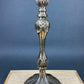 Antique Pillar Candle Holder/Silver Plated Candle Stand/Art Nouveau Relief. Fine Dining.
