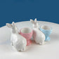 Cute Boy and Girl Bunnies Egg Cups. Rabbits with Blue and Pink Baskets. Set of Two Serving Dishes. Easter/Spring Celebration.